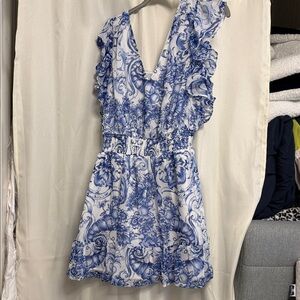 Express Blue and White Floral Mini Dress